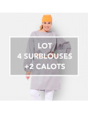 Lot de 4 Surblouses réutilisables + 2 Calots Offerts couleur gris et orange