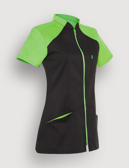 Blouse médicale femme Bonnie Ardoise et couleur vert pomme - Made in France - Belissa