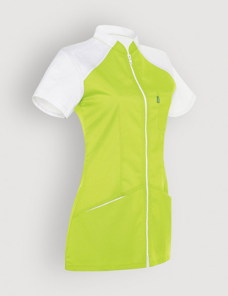 Blouse médicale femme Bonnie couleur vert anis et blanc - Marque Belissa - Vue ghost