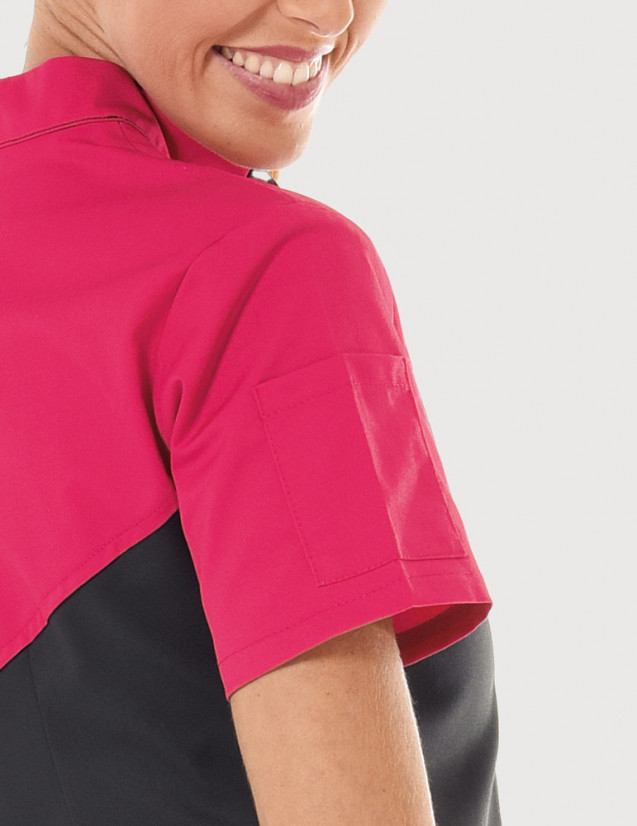 Blouse médicale femme Bonnie Ardoise et couleur rose framboise - Made in France - Belissa