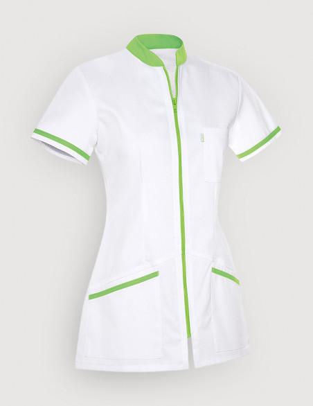 Blouse médicale femme Celia Blanc et Couleur vert pomme - Made in France by belissa