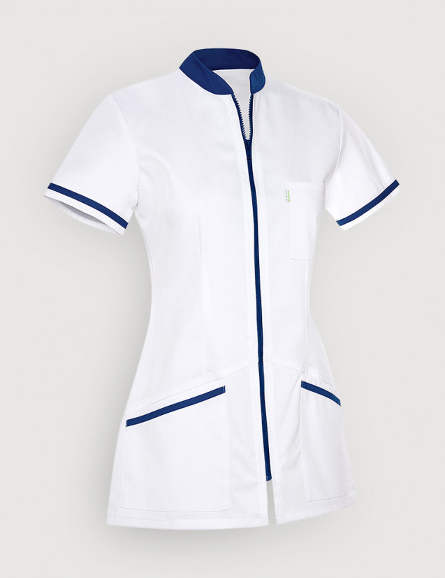 Blouse médicale femme Celia Blanc et Couleur bleu marine - Made in France by belissa