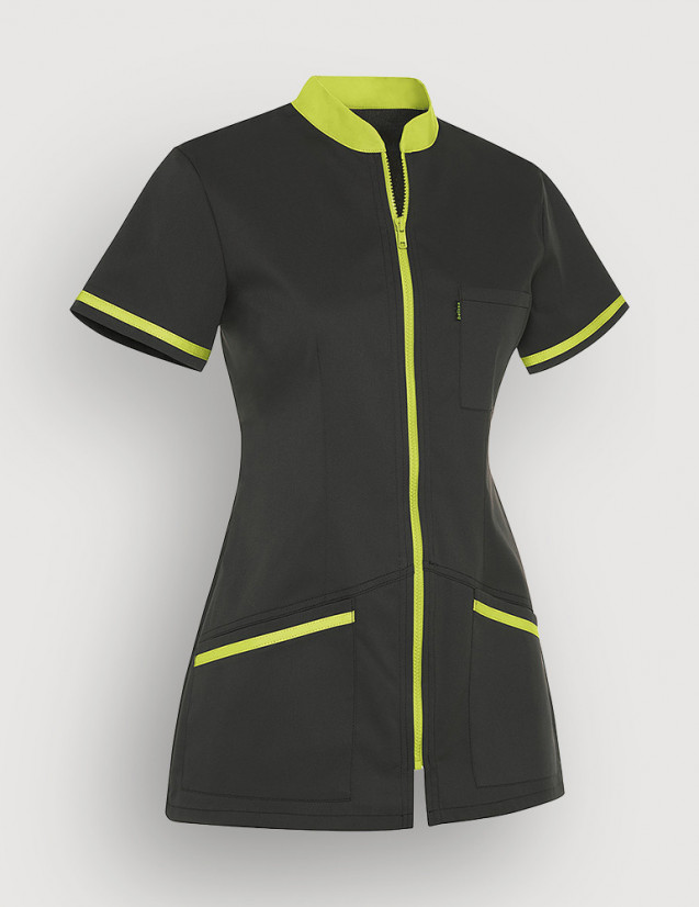 Blouse médicale femme Celia Ardoise et couleur vert anis Made in France by Belissa Blouse médicale femme Celia Ardoise et couleur vert anis Made in France by Belissa