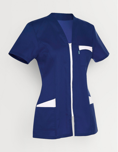 Blouse médicale femme Louise Bleu Marine-blanc 2