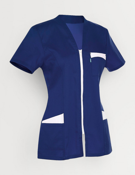 Blouse médicale femme Louise Bleu Marine-blanc