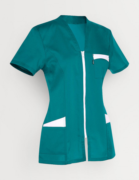 Blouse médicale femme Louise Bleu Canard-blanc