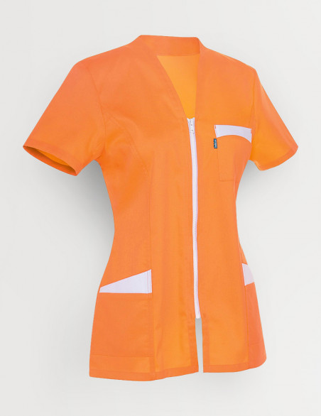 Blouse médicale femme Louise Abricot-blanc