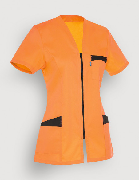 Blouse médicale femme Louise Abricot-Ardoise Made in France by Belissa