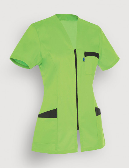 Blouse médicale femme Louise Vert Pomme-Ardoise Made in France by Belissa