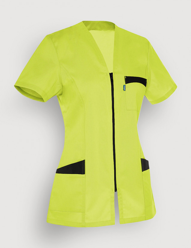 Blouse médicale femme Louise Vert Anis-Ardoise Made in France by Belissa