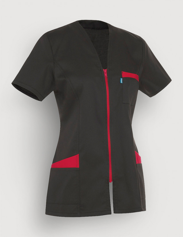 Blouse médicale femme Louise Ardoise-Abricot Made in France by Belissa