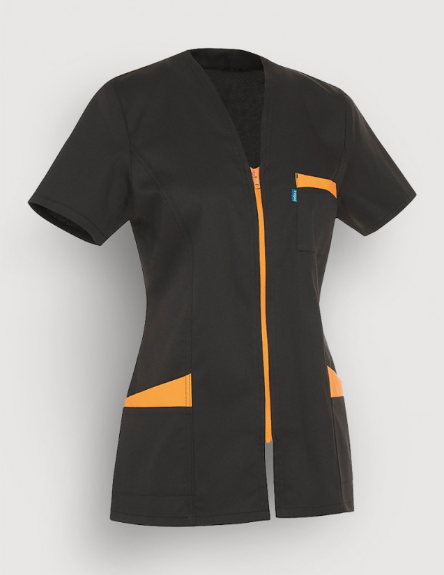 Blouse médicale femme Louise Ardoise-Abricot Made in France by Belissa Blouse médicale femme Louise Ardoise-Abricot Made in France by Belissa