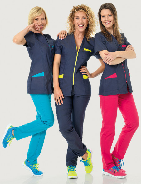 Blouse médicale femme Louise Jeans-couleur