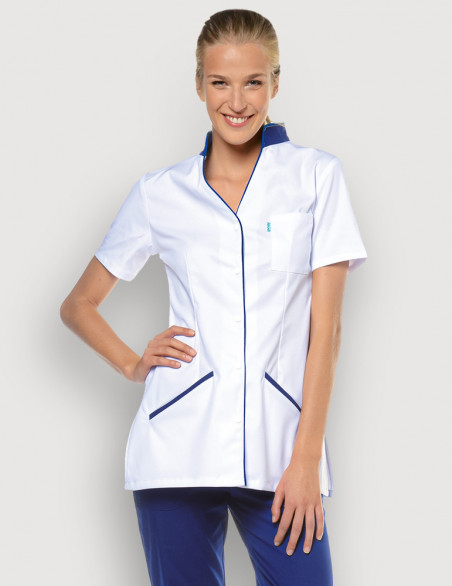 Blouse médicale femme Matilda blanc-Bleu Marine by Belissa