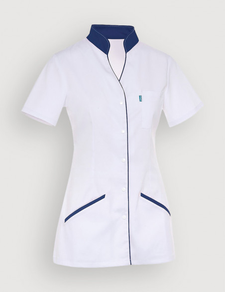 Blouse médicale femme Matilda blanc-Bleu Marine by Belissa