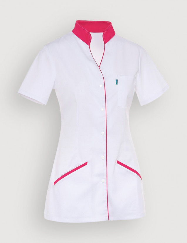 Blouse médicale femme Matilda blanc-Framboise by Belissa Blouse médicale femme Matilda blanc-Framboise by Belissa