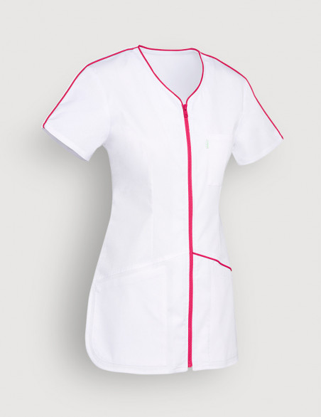 Blouse médicale femme Vic Blanc-framboise marque Belissa. Vue sans personnage