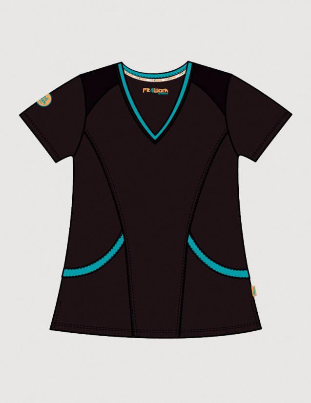 Tunique médicale femme Livia noir océan Medicale Sportswear - Fit for Work by Belissa Tunique médicale femme Livia noir océan Medicale Sportswear - Fit for Work by Belissa