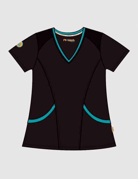 Tunique médicale femme Livia noir océan Medicale Sportswear - Fit for Work by Belissa