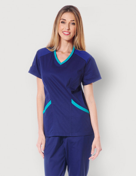 Tunique médicale femme Livia noir océan Medicale Sportswear - Fit for Work by Belissa