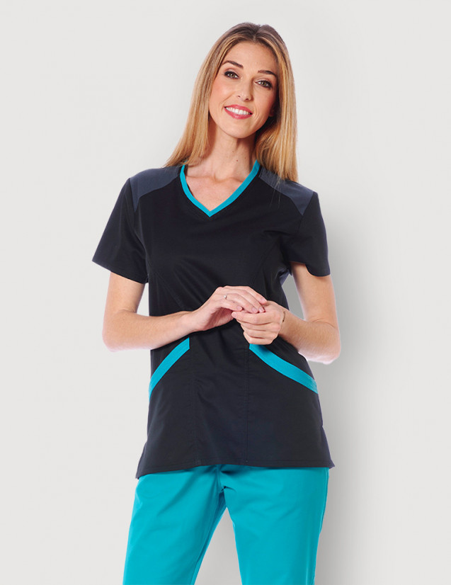 Tunique médicale femme Livia noir océan Medicale Sportswear - Fit for Work by Belissa
