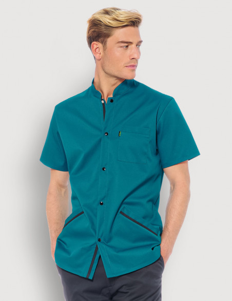 Blouse médicale homme Charly Bleu Canard-Ardoise Made in France by Belissa