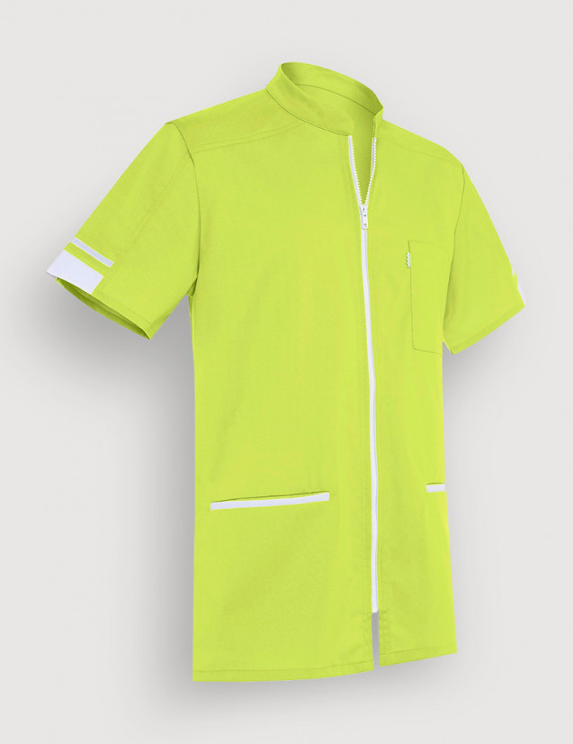 Blouse médicale homme Marley Vert Anis-Blanc by Belissa - Vue ghost