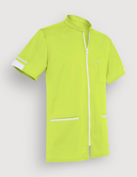Blouse médicale homme Marley Vert Anis-Blanc by Belissa - Vue ghost