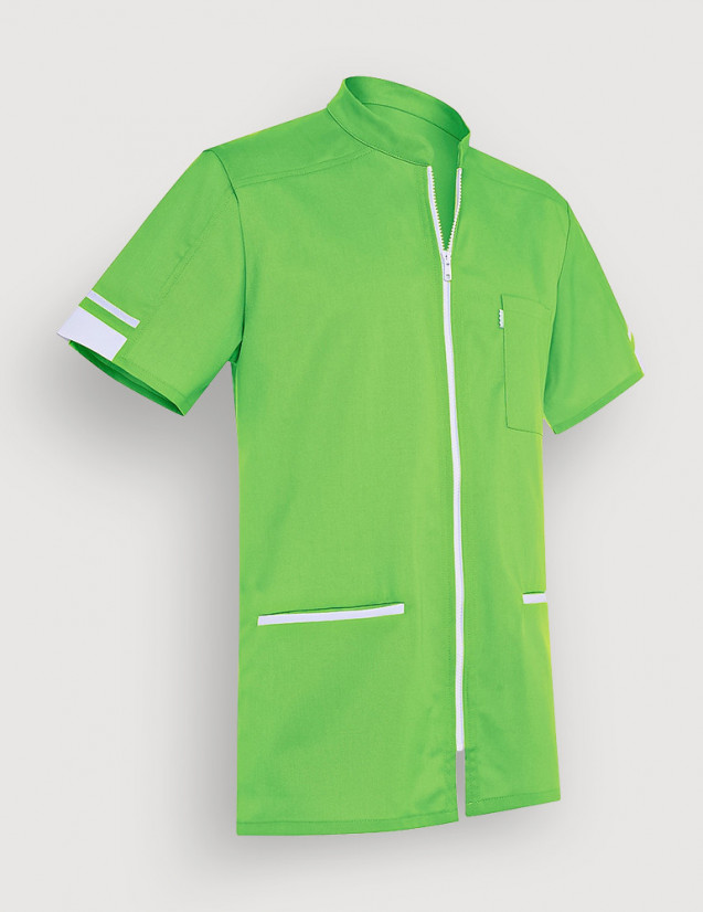 Blouse médicale homme Marley Vert pomme-Blanc by Belissa - Vue ghost