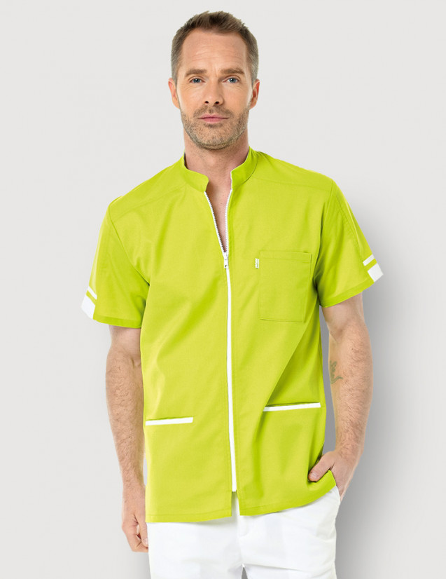 Blouse médicale homme Marley Vert Anis-Blanc by Belissa