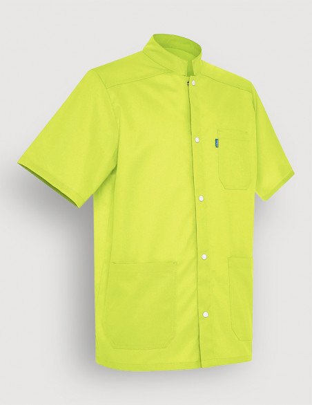 Blouse médicale mixte Claude couleur Framboise et vert anis Made in France by Belissa