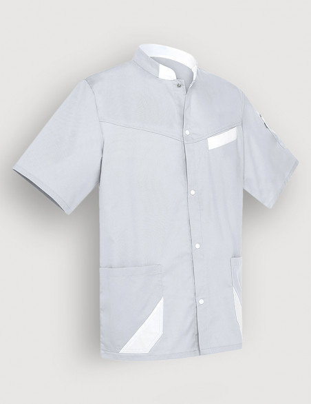 Blouse médicale unisexe Gris-blanc  Made in France by Belissa