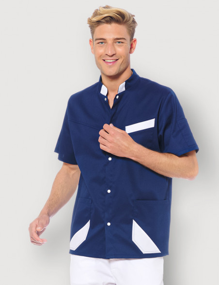 Blouse médicale unisexe Bleu-Marine-blanc  Made in France by Belissa