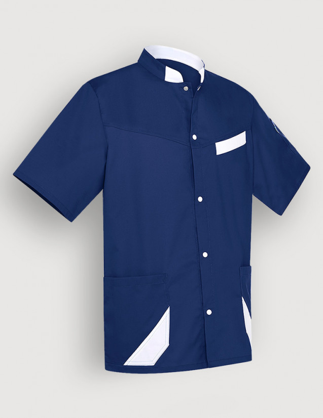 Blouse médicale unisexe Bleu-Marine-blanc  Made in France by Belissa Blouse médicale unisexe Bleu-Marine-blanc  Made in France by Belissa