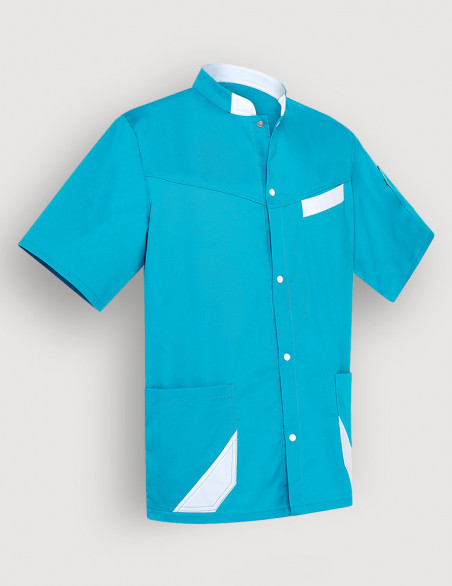 Blouse médicale unisexe Océan-blanc  Made in France by Belissa