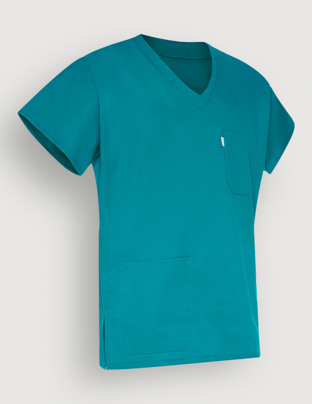 Blouse médicale unisexe Bleu Canard Made in France by Belissa Blouse médicale unisexe Bleu Canard Made in France by Belissa