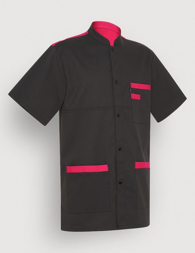 Blouse médicale unisexe Kevin ardoise-Rose Framboise Made in France by Belissa Blouse médicale unisexe Kevin ardoise-Rose Framboise Made in France by Belissa