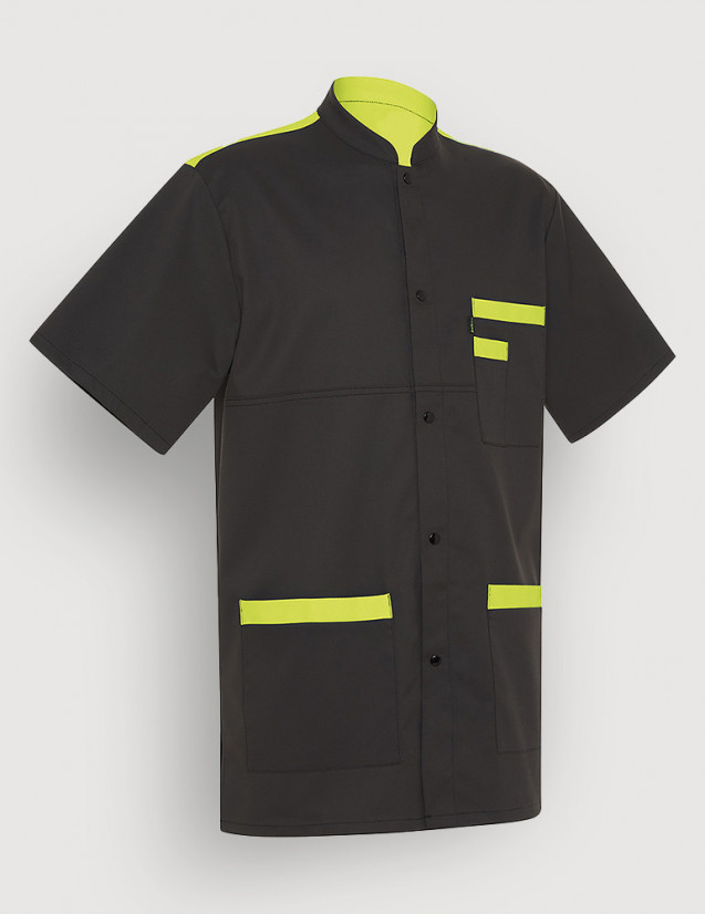 Blouse médicale unisexe Kevin ardoise-Vert Anis Made in France by Belissa Blouse médicale unisexe Kevin ardoise-Vert Anis Made in France by Belissa