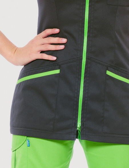 Blouse médicale femme Celia Ardoise et couleur vert pomme Made in France by Belissa