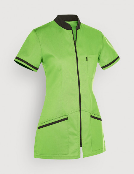 Blouse médicale femme Celia couleur vert pomme et ardoise - Made in France by Belissa