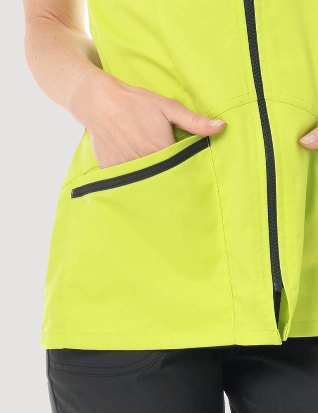 Blouse médicale femme Celia couleur anis et ardoise - Made in France by Belissa