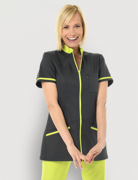 Blouse médicale femme Celia Ardoise et couleur vert anis Made in France by Belissa