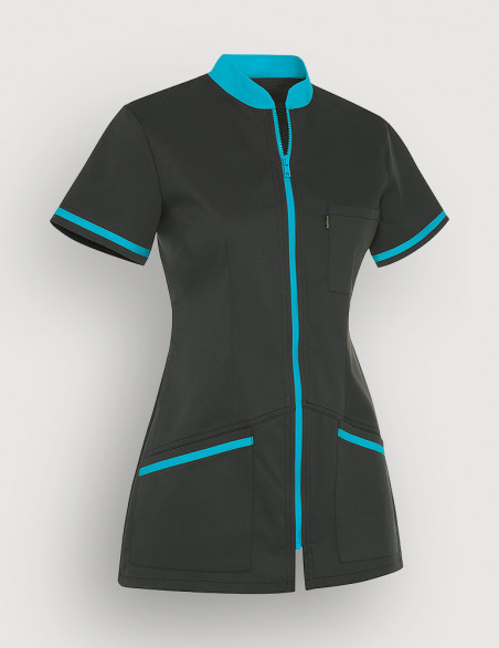 Blouse médicale femme Celia Ardoise et couleur bleu océan Made in France by Belissa