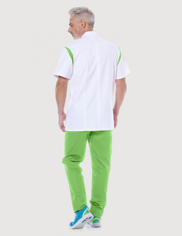 Blouse médicale homme Charly Blanc-Vert Pomme by Belissa Blouse médicale homme Charly Blanc-Vert Pomme by Belissa