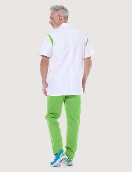 Blouse médicale homme Charly Blanc-Vert Pomme by Belissa