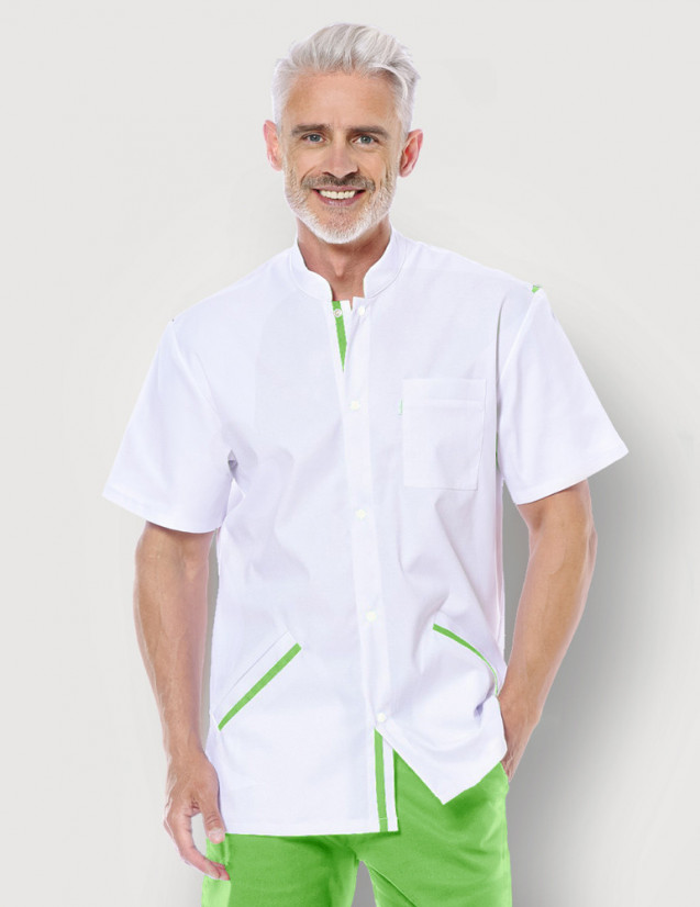 Blouse médicale homme Charly Blanc-Vert Pomme by Belissa
