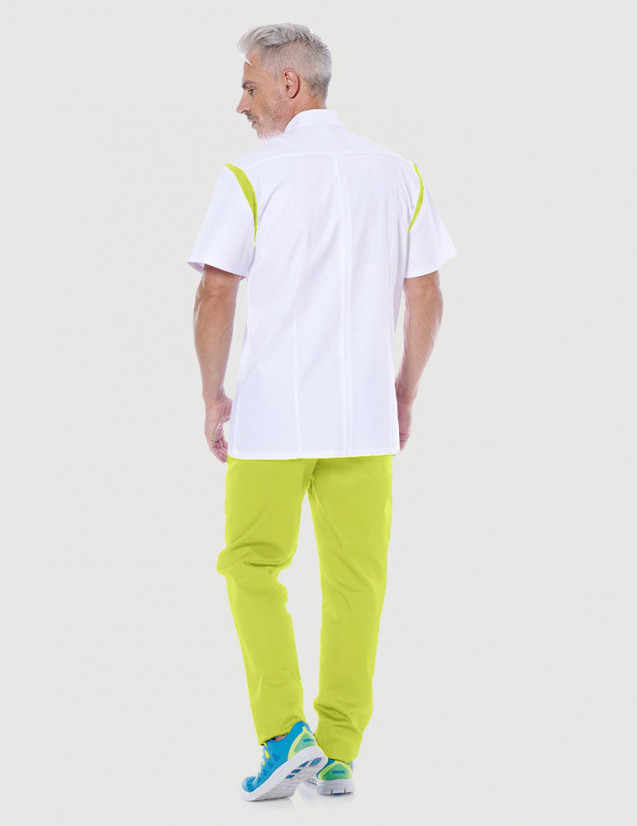 Blouse médicale homme Charly Blanc-vert anis by Belissa Blouse médicale homme Charly Blanc-vert anis by Belissa