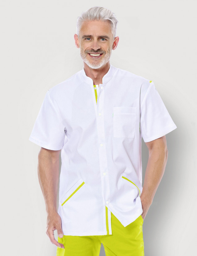 Blouse médicale homme Charly Blanc-vert anis by Belissa