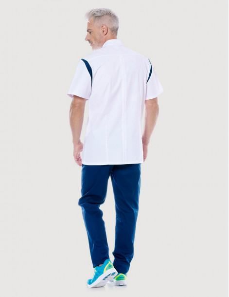 Blouse médicale homme Charly Blanc-Marine by Belissa 2