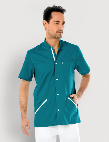 Blouse médicale homme Charly Bleu Canard-Blanc by Belissa